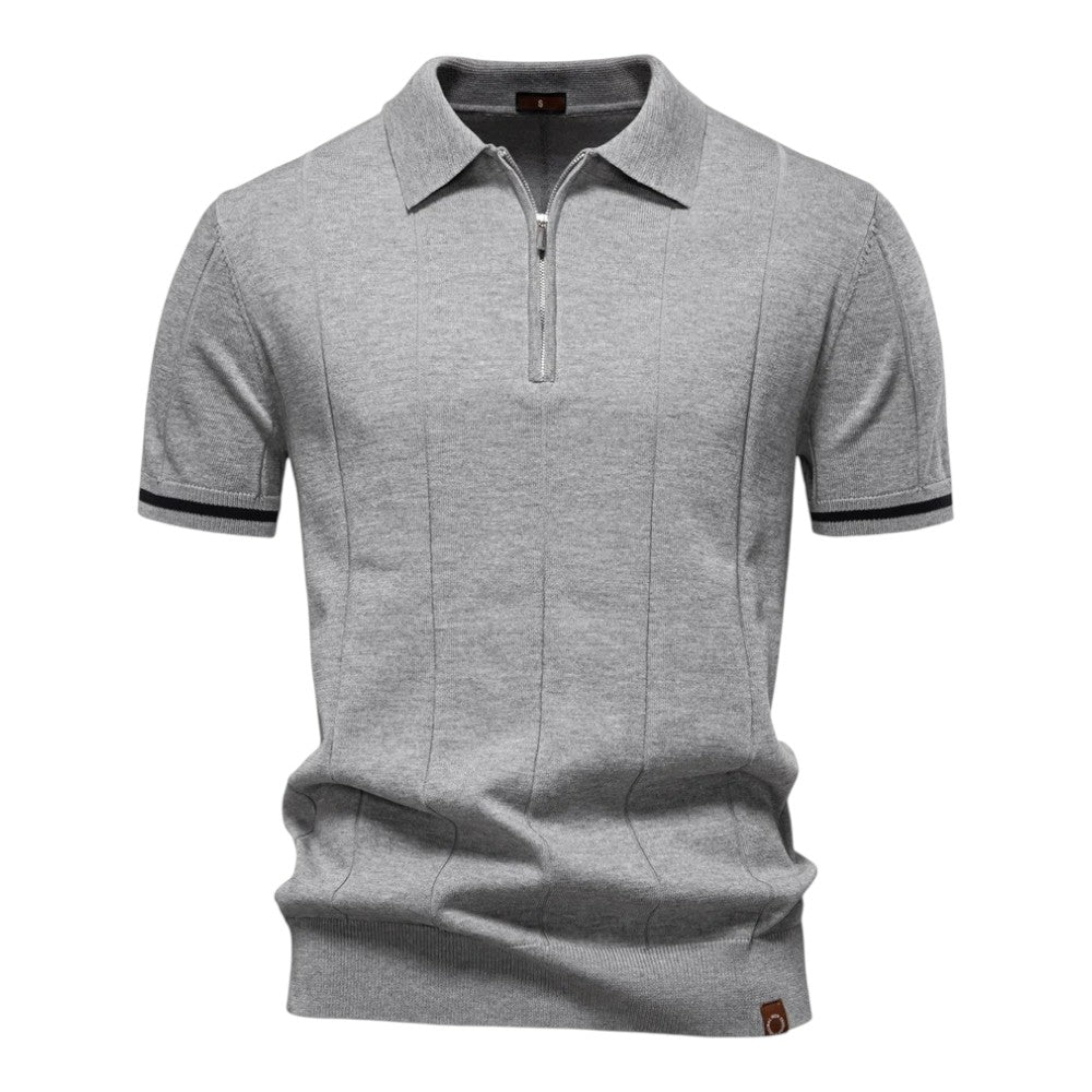 Knit Polo Shirt with Quarter Zip | Modern Casual Fit | Lightweight Comfort