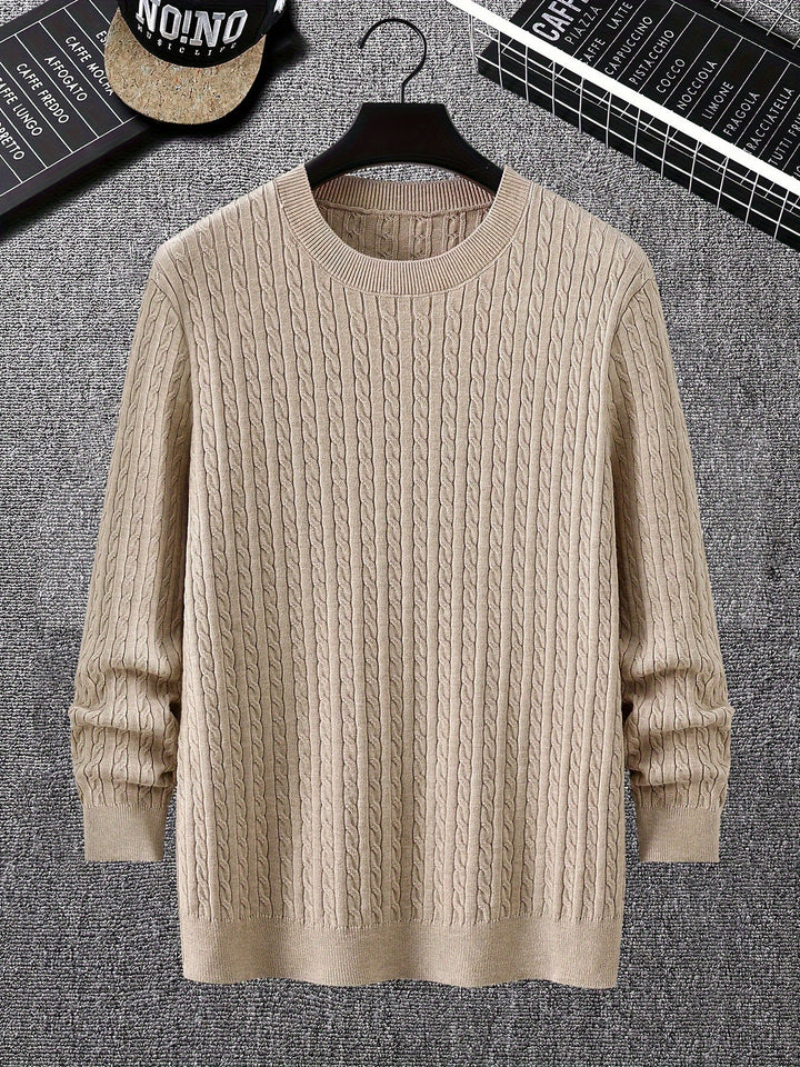 Men’s Cable Knit Pullover Sweater | Lightweight Crewneck | Classic Textured Knitwear