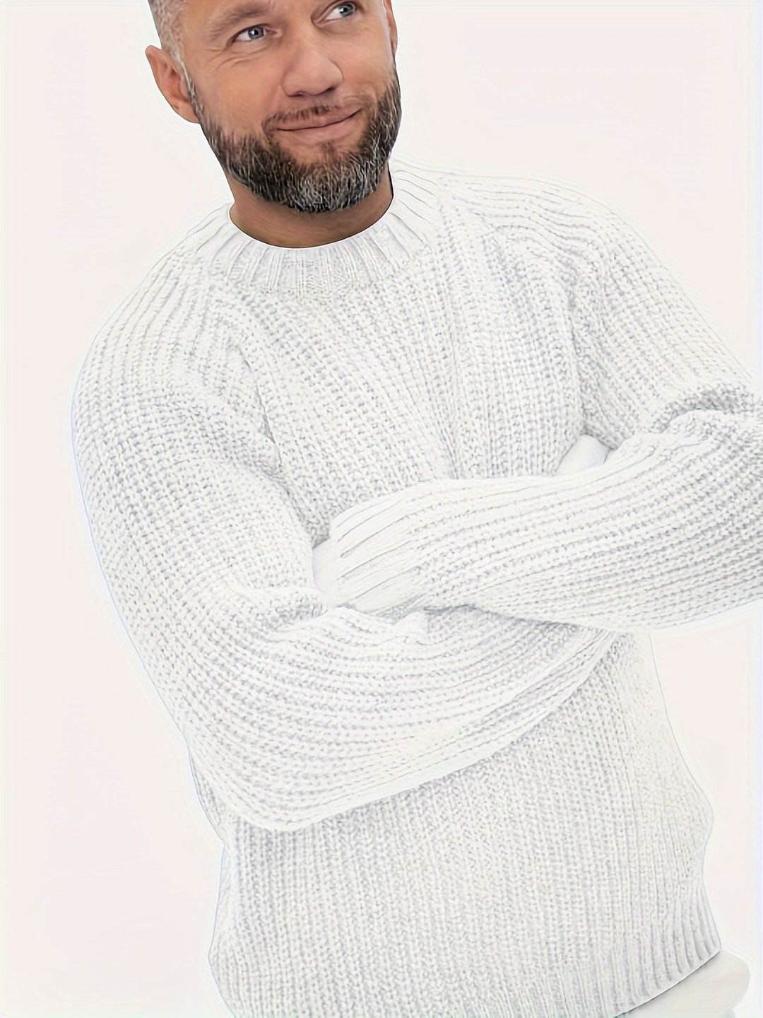 Men’s Chunky Ribbed Knit Sweater | Relaxed Crewneck | Cold-Weather Essential