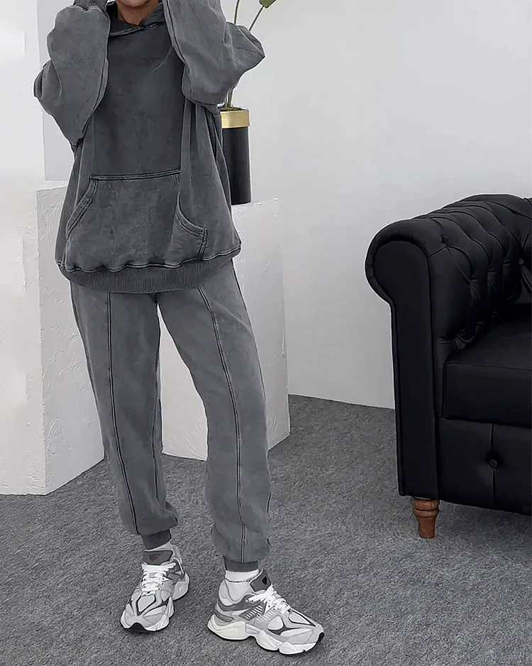 Oversized Hoodie & Joggers Set | Washed Look | Casual Loungewear