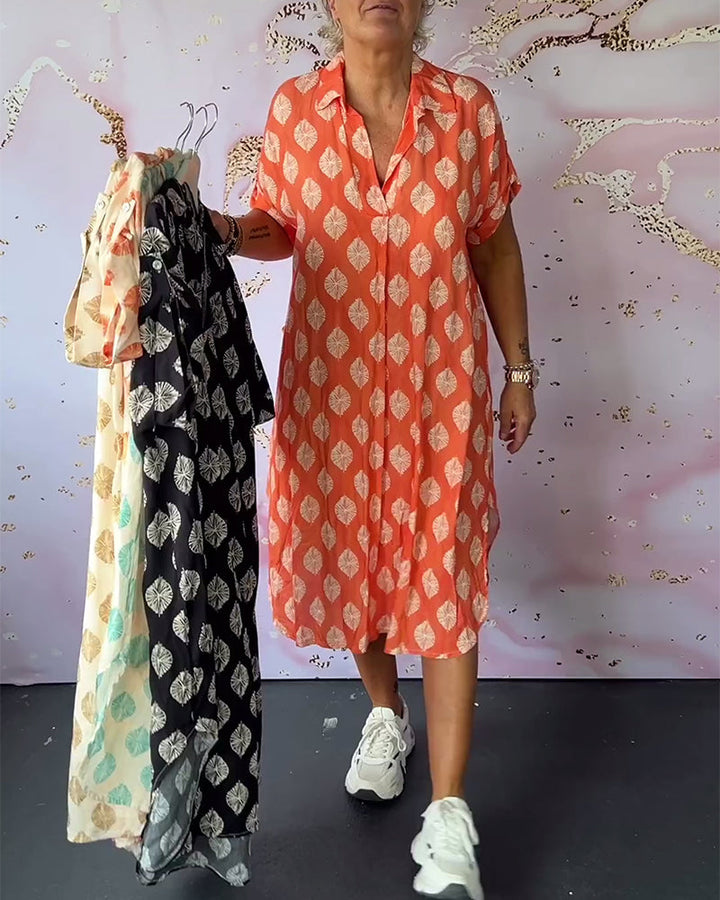 Davina - Loose Fit Short Sleeve Shirt Dress