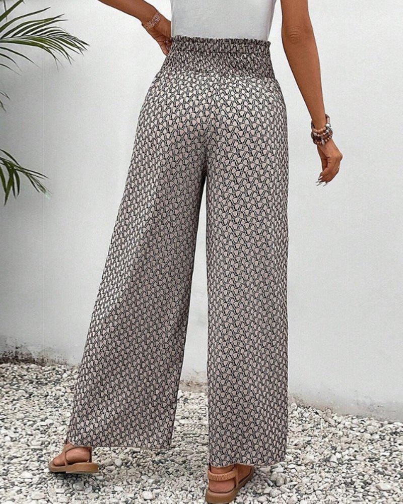 Wide Leg Printed Pants | Elastic Waist | Lightweight Flow