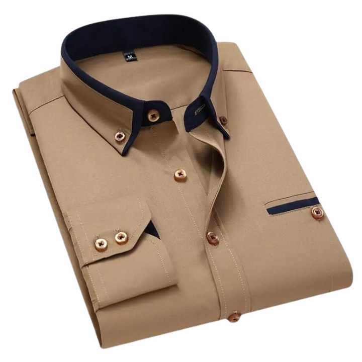 Men’s Dress Shirt | Long Sleeve Button-Up with Contrast Collar | Formal Casual Canada
