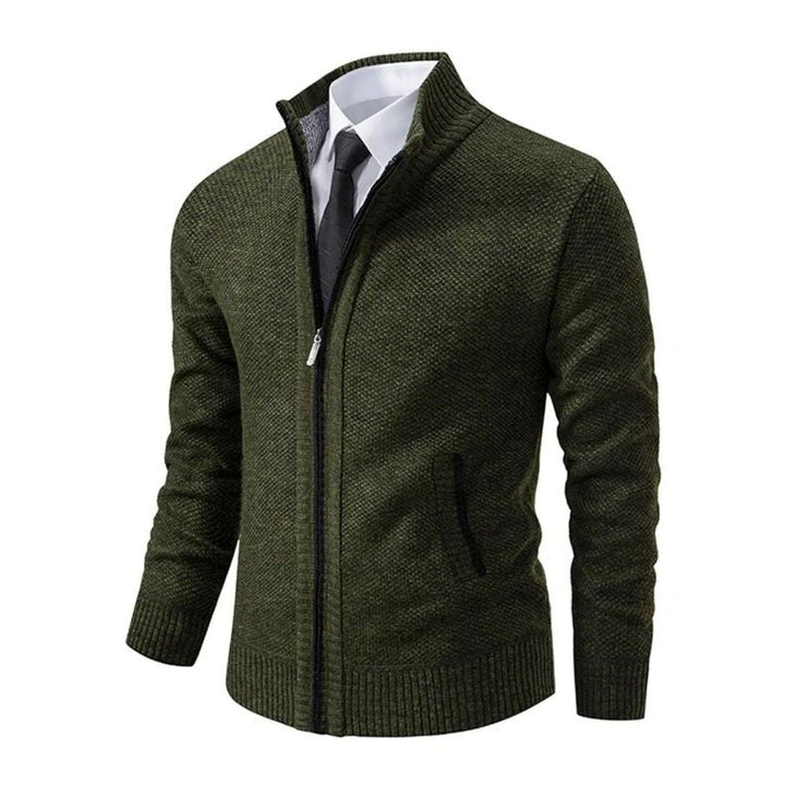 Men’s Full Zip Knit Jacket | Ribbed Trim | Lightweight Layer