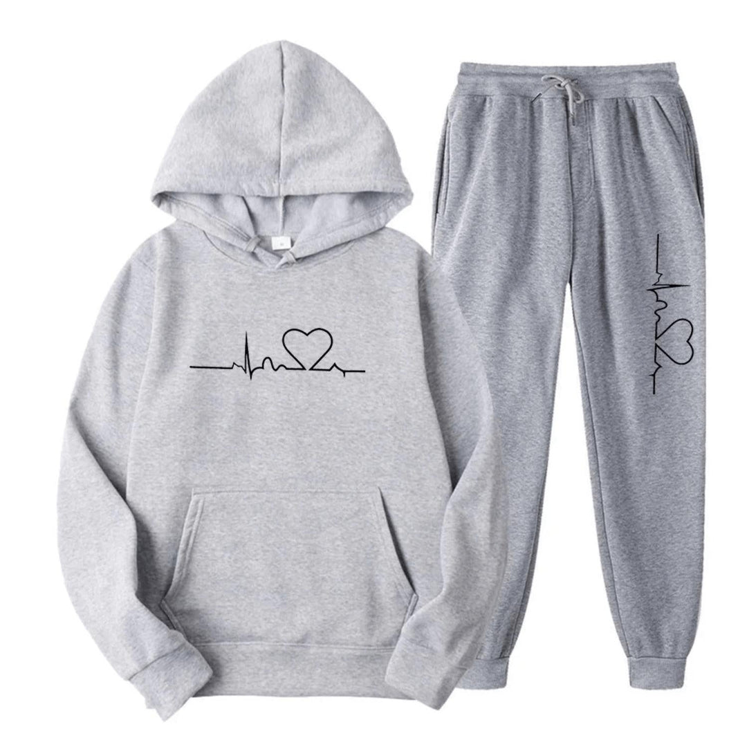 Relaxed Heartbeat Hoodie & Jogger Set | Soft Cotton Blend | Everyday Comfort