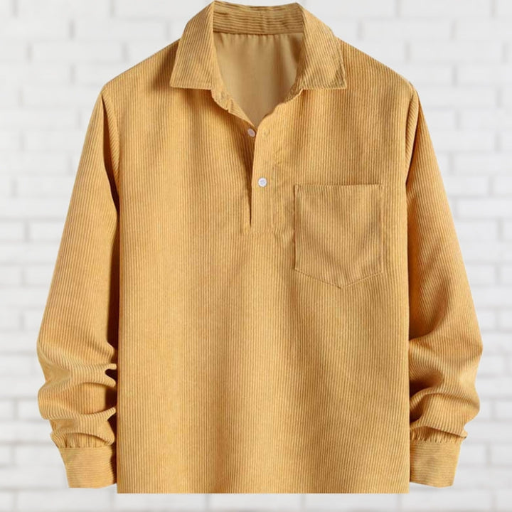 Men’s Corduroy Popover Shirt | Soft Textured Pullover | Relaxed Smart Casual Layer