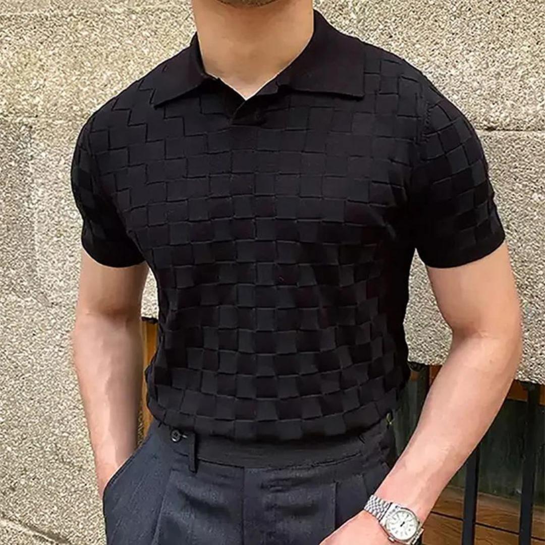 Spencer - Ribbed Knit Polo Shirt