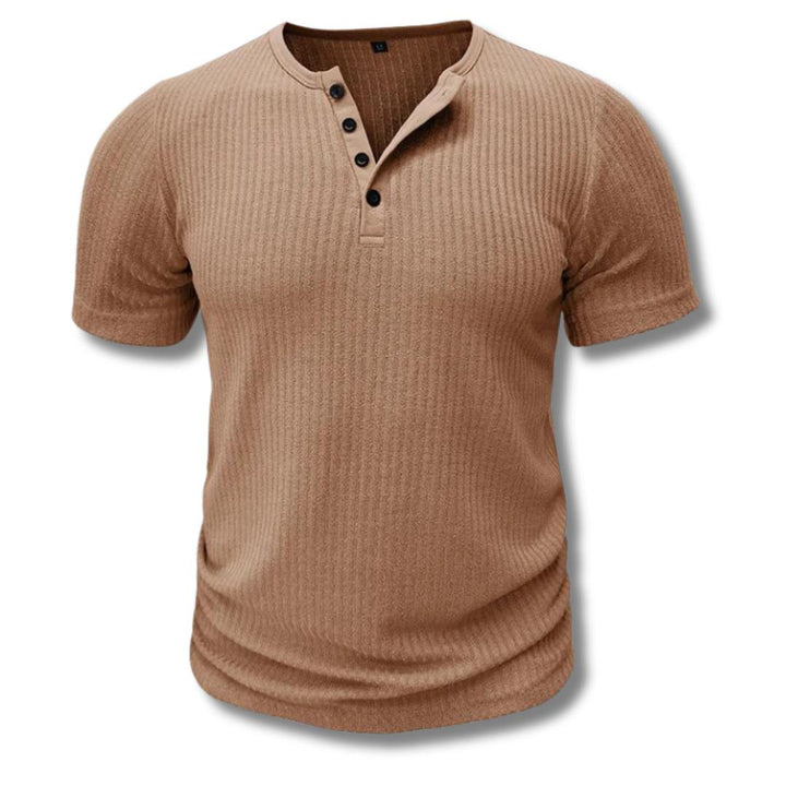 Men’s Henley T-Shirt | Ribbed Short Sleeve | Casual Button Placket