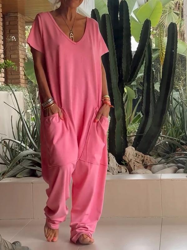 Zaria - Elegant V-Neck Jumpsuit: A Simple, Sophisticated and Versatile Style