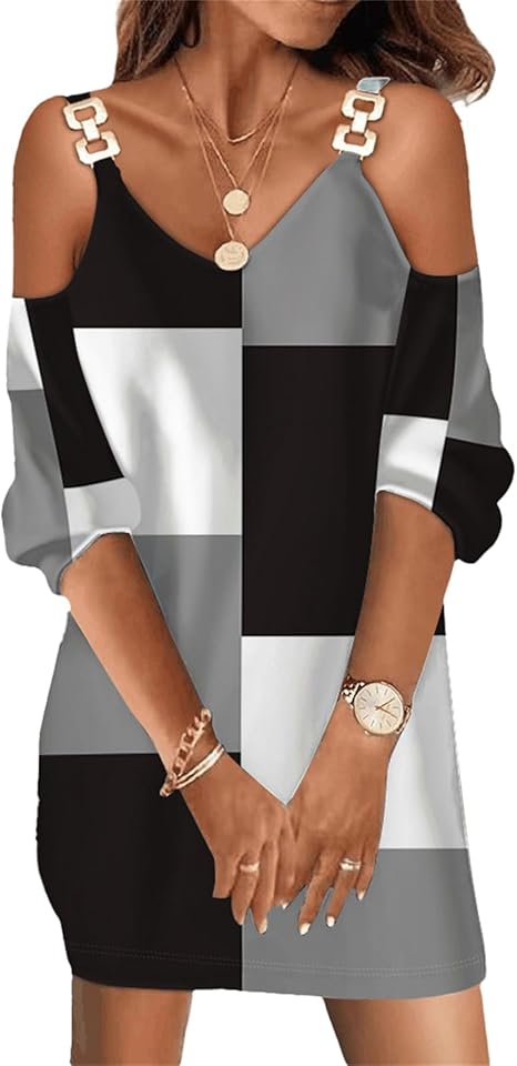 Doravine - Artistic V-Neck Dress - Casual Elegance and Modern Touch