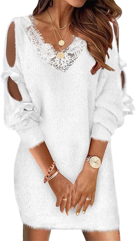 Doravine - Artistic V-Neck Dress - Casual Elegance and Modern Touch