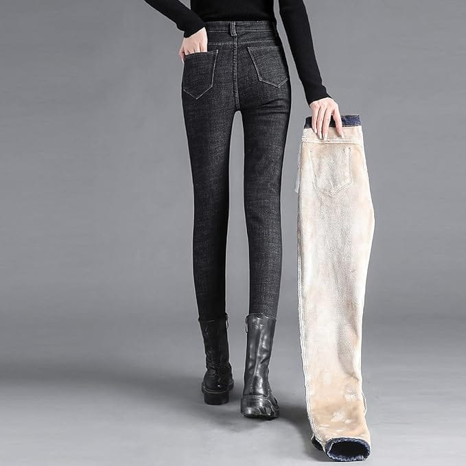 Women's Fleece-Lined Skinny Jeans | Thermal Stretch Denim | Warm Winter Pants