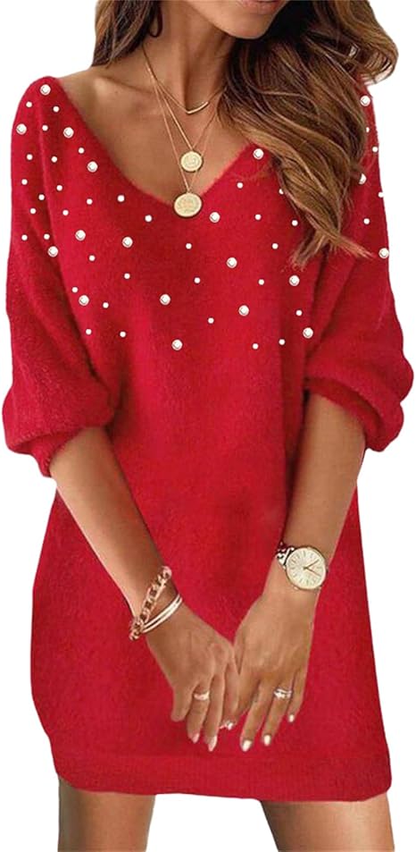 Doravine - Artistic V-Neck Dress - Casual Elegance and Modern Touch