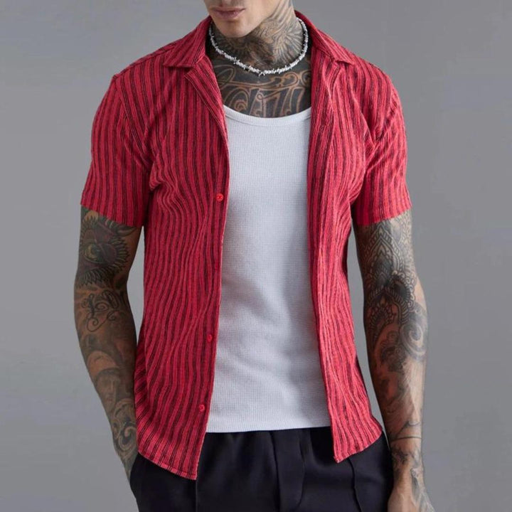 Striped Short-Sleeve Button Shirt | Men’s Summer Casual Top