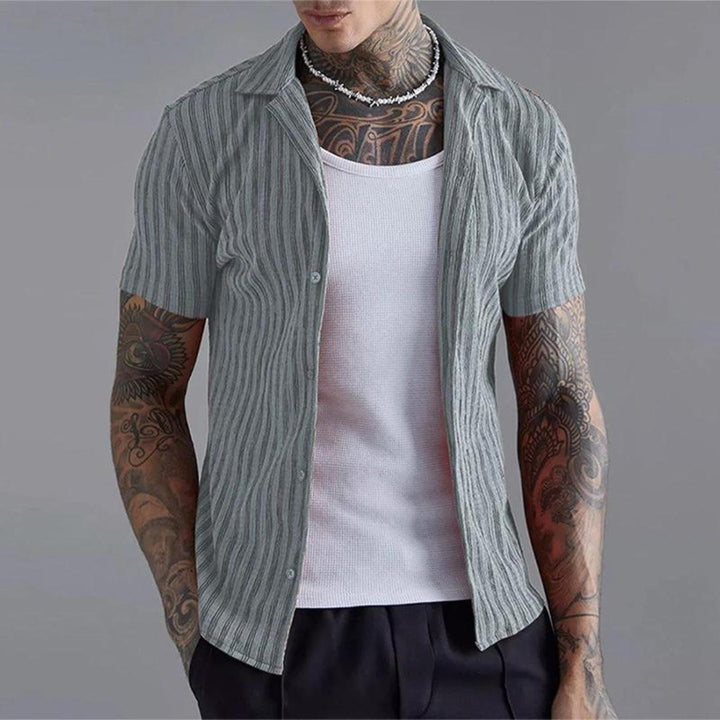 Striped Short-Sleeve Button Shirt | Men’s Summer Casual Top