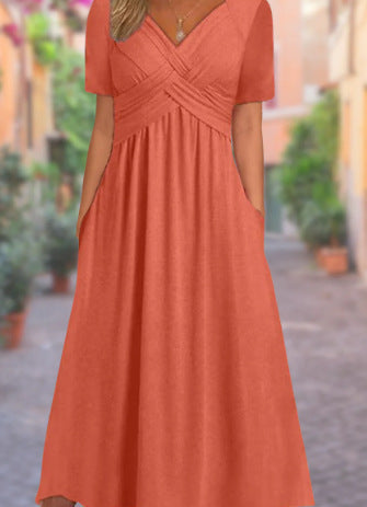 Malina - Elegant Dress with Flowing Silhouette and V-Neckline