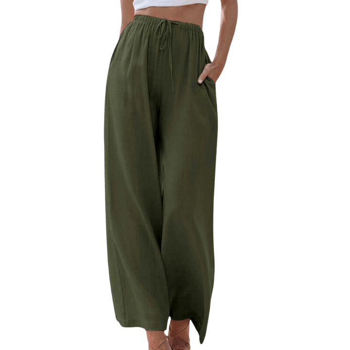 Wide-Leg Elastic Waist Pants | Soft Drape with Minimalist Silhouette