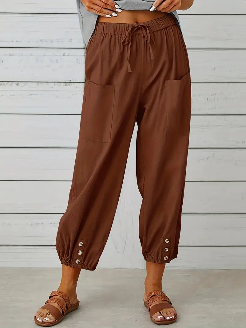 Women's Cropped Jogger Pants | Lightweight Elastic Waist | Casual Summer Lounge Pants