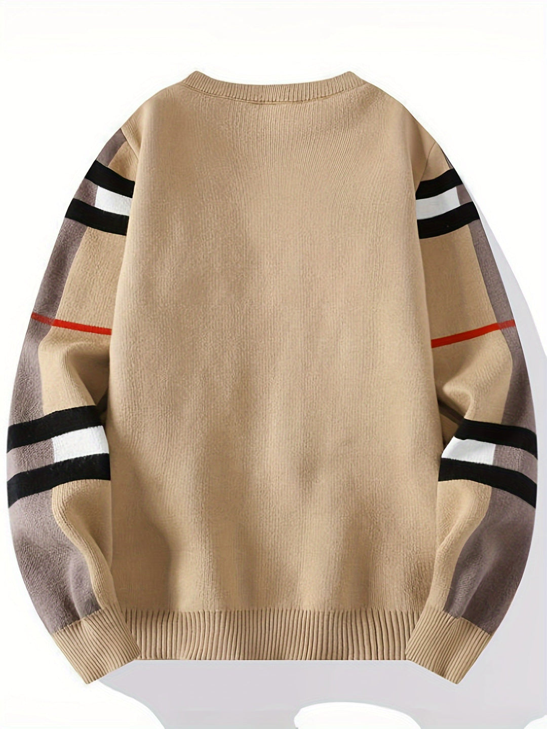 Men’s Colourblock Stripe Sweater | Casual Crewneck with Arm Detail