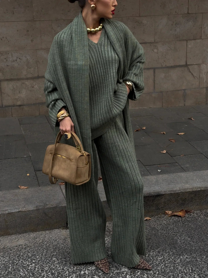 Jeannie - Burgundy set with sweater and wide leg pants