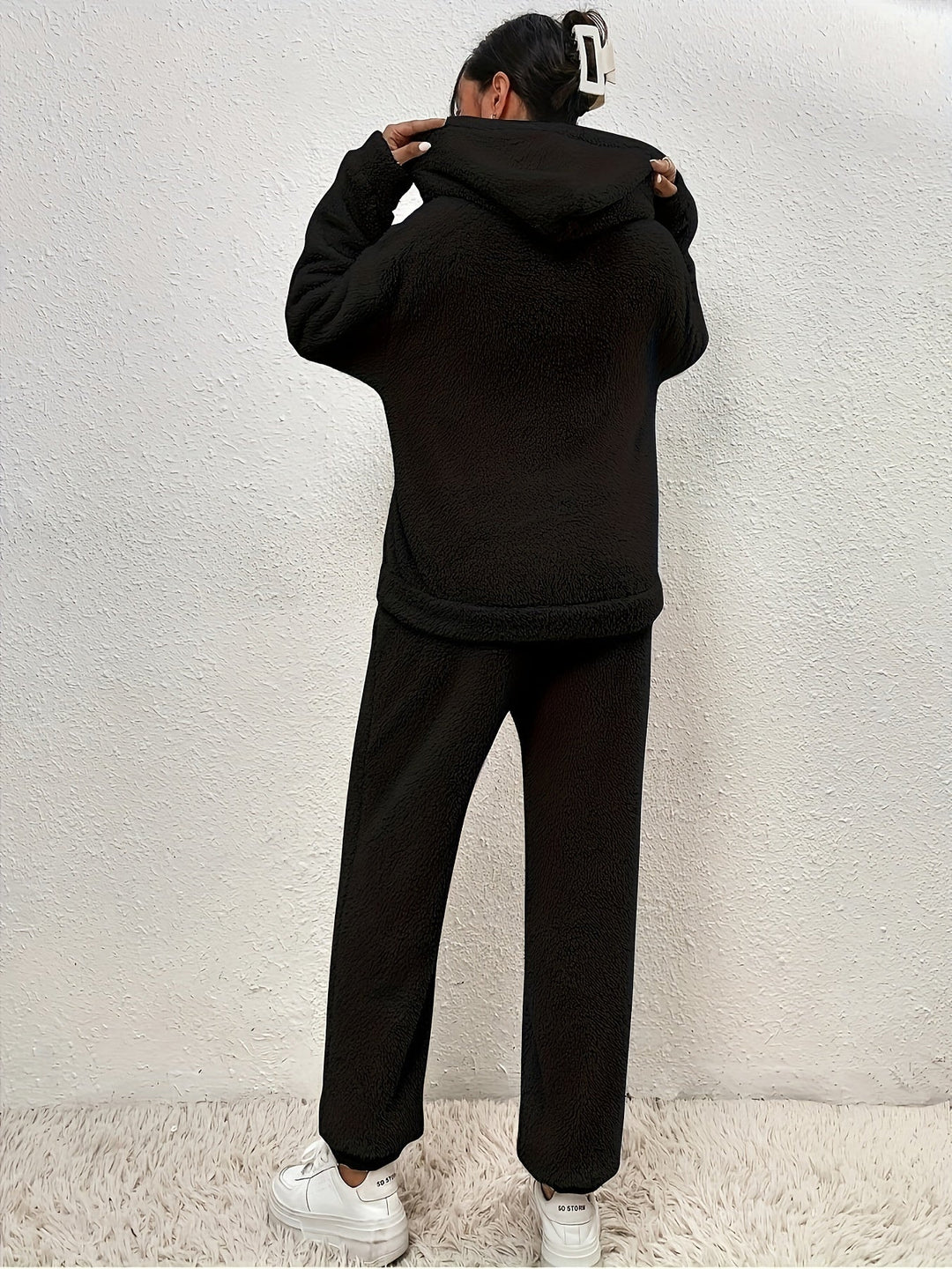 Ultra-Soft Teddy Lounge Set | Ivory | Polyester Blend | Cozy Winter Wear