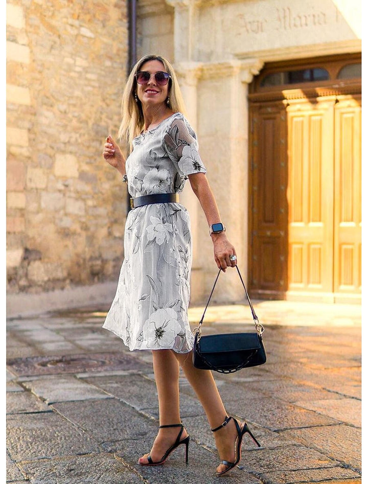 Serenella - Floral Print Pleated Midi Dress for Elegant and Comfortable Style