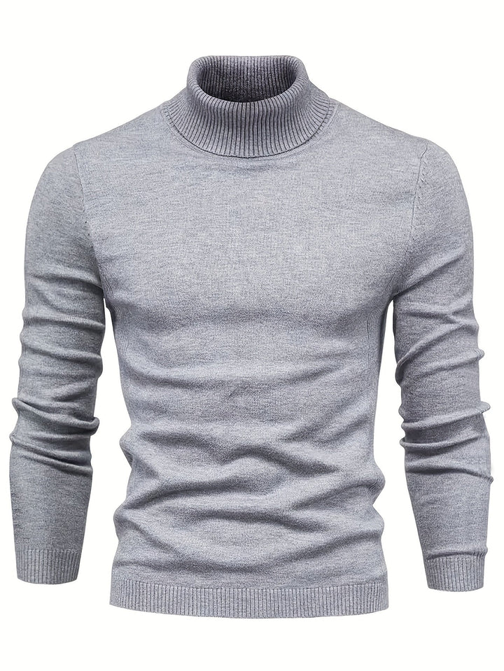 Men's Slim Fit Turtleneck Sweater | Ribbed Cuffs & Hem | Lightweight Fall Layer