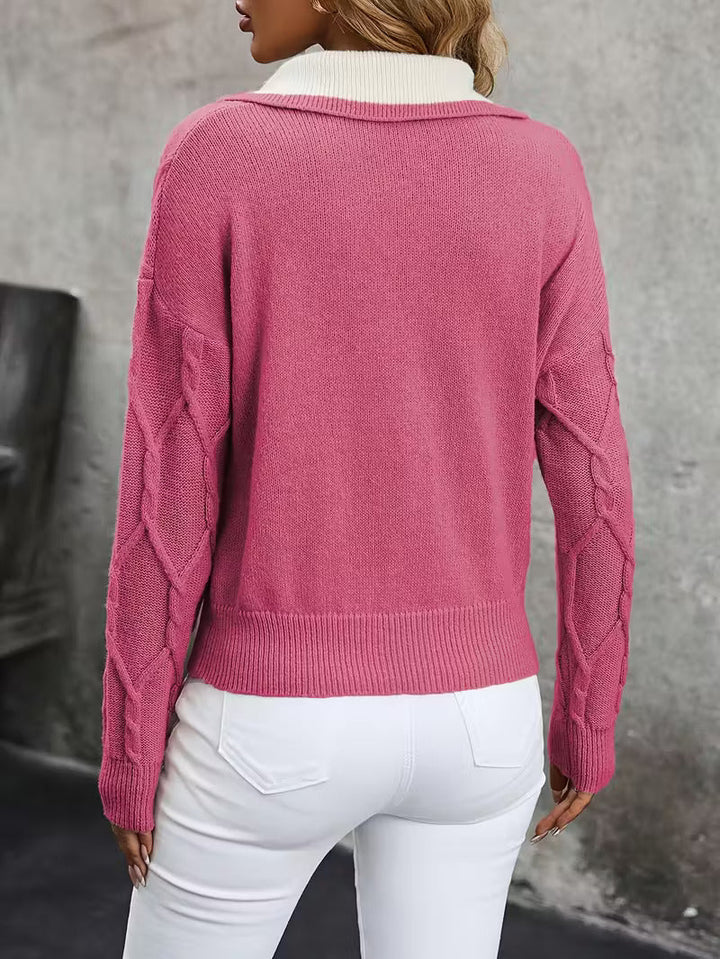 Ferina - Knitted turtleneck sweater with textured pattern and elegant finish