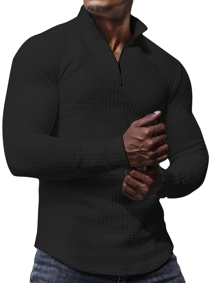 Men’s Athletic Half-Zip Pullover | Lightweight Stretch Waffle Knit | Slim Fit Training Top