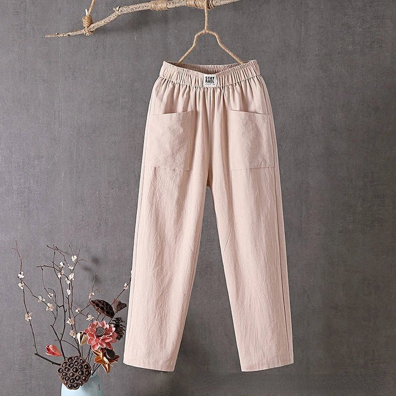 Casual Cotton Tapered Pants | Elastic Waist | Relaxed Fit