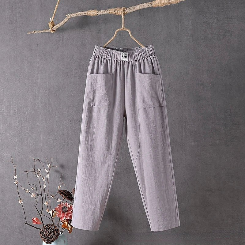 Casual Cotton Tapered Pants | Elastic Waist | Relaxed Fit