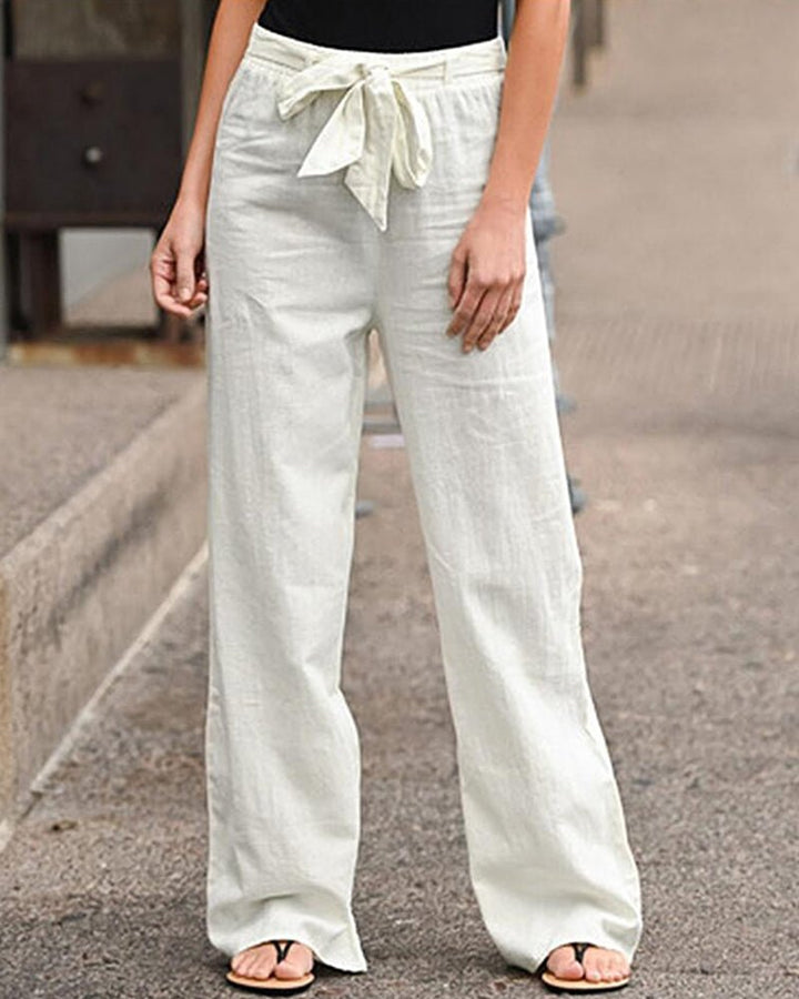 Wide Leg Drawstring Pants | Lightweight Linen Blend | Relaxed Fit