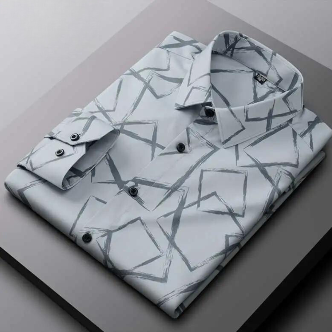Men’s Printed Dress Shirt | Slim Fit Button-Down | Modern Casual Office Wear