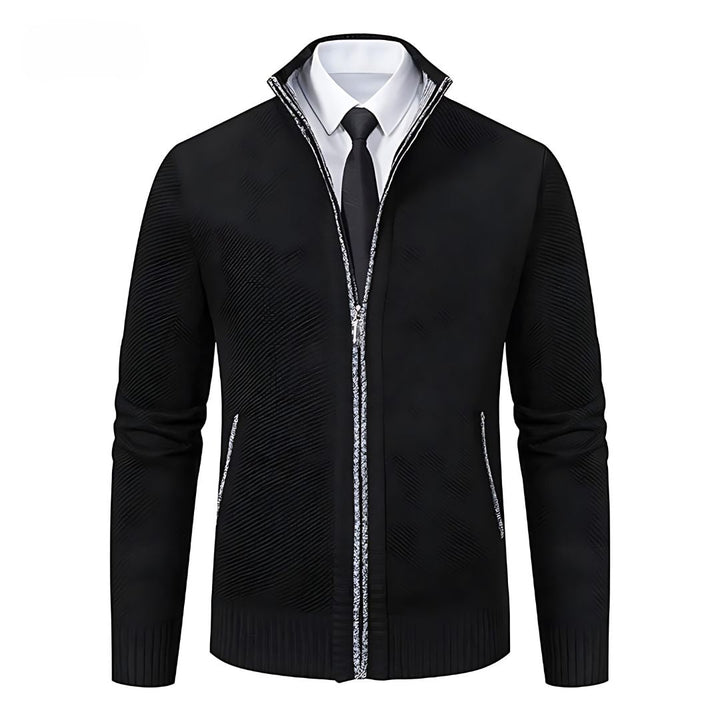 Men’s Full Zip Knit Jacket | Ribbed Trim | Lightweight Layer