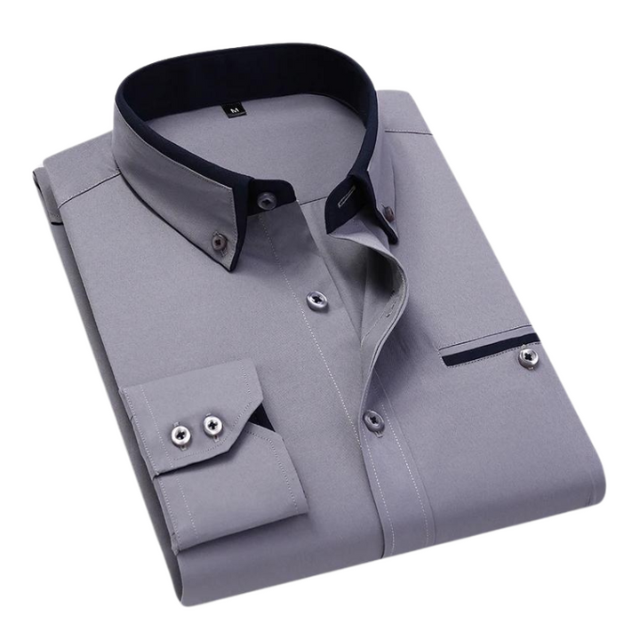 Men’s Dress Shirt | Long Sleeve Button-Up with Contrast Collar | Formal Casual Canada