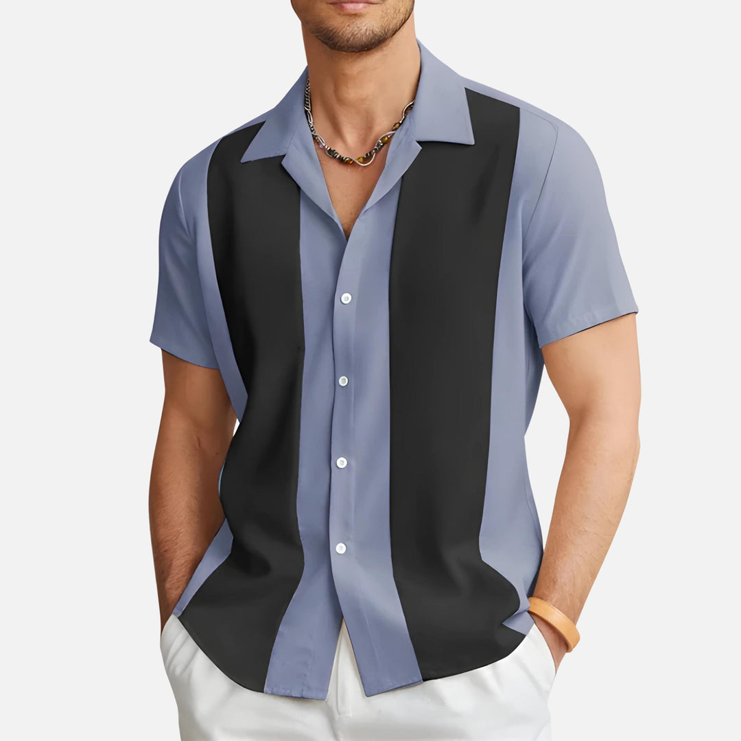 Men’s Cuban Collar Short Sleeve Shirt | Colour Block Button-Down | Casual Summer Top Canada