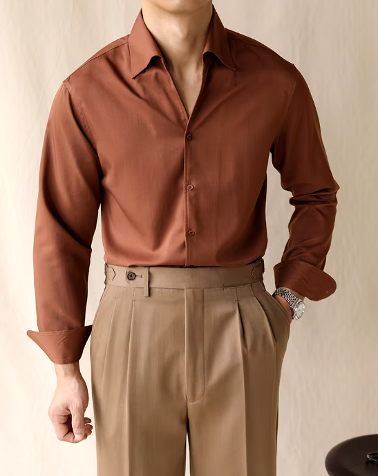 Slim Fit Dress Shirt | Soft Drape Viscose | Spread Collar