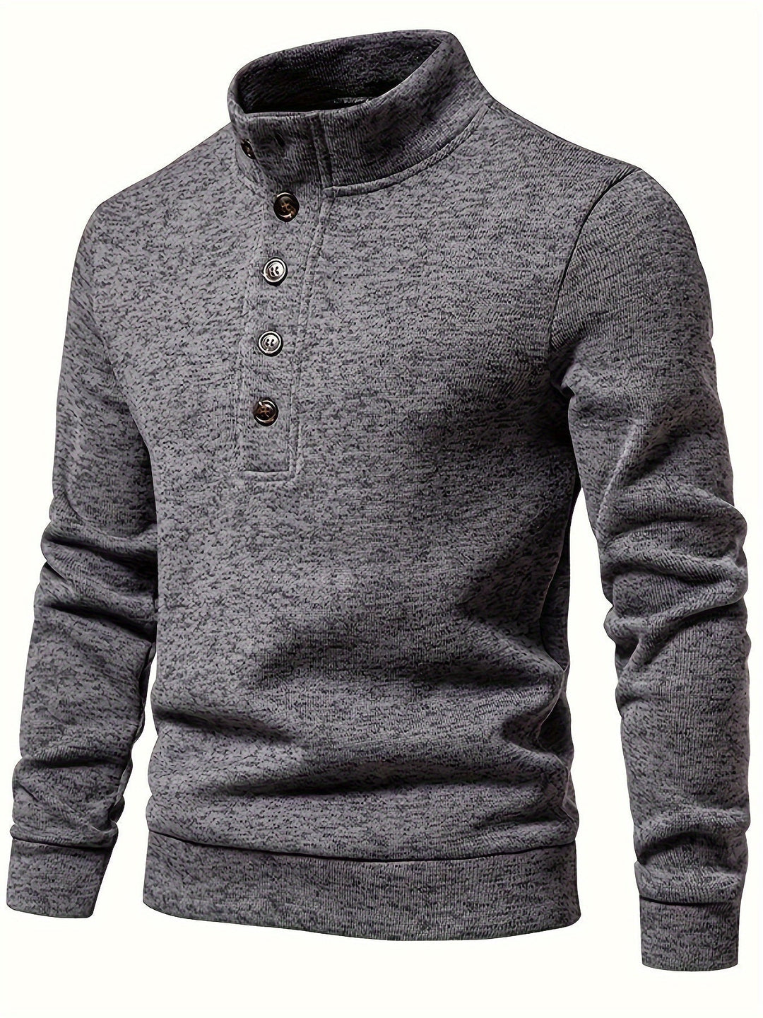 Men’s Button Mock Neck Sweater | Textured Knit Pullover | Cold Weather Casual Essential
