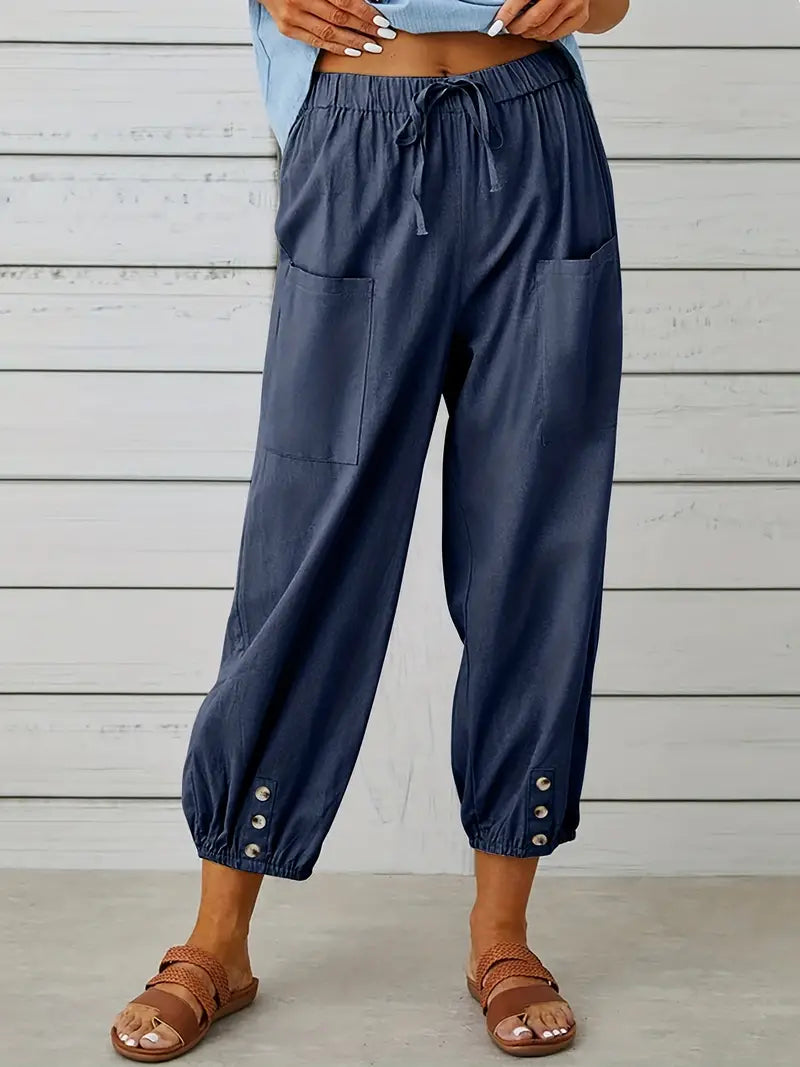 Women's Cropped Jogger Pants | Lightweight Elastic Waist | Casual Summer Lounge Pants