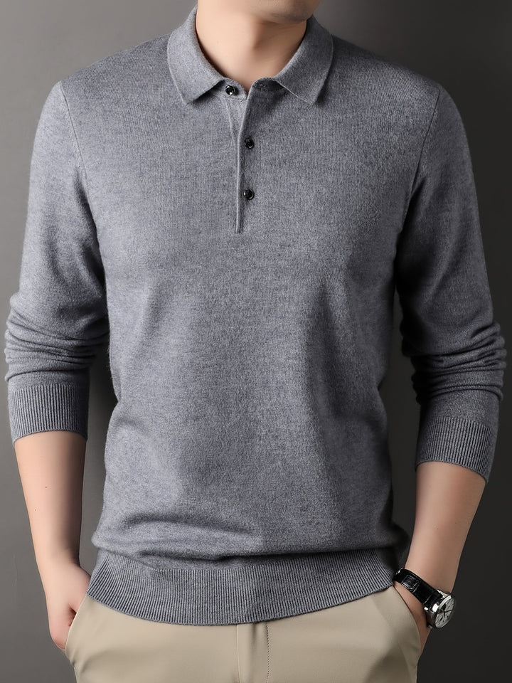 Men’s Knit Polo Sweater | Lightweight Button Collar Pullover | Casual Smart Layer