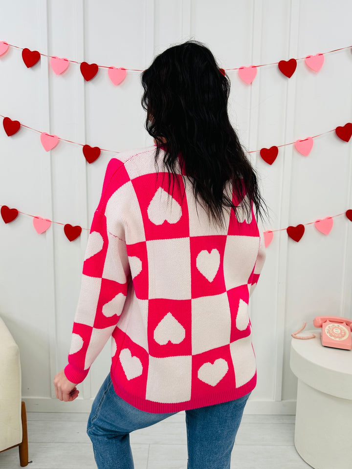 Ottilie - Valentine's Day Sweater with Checkered Hearts