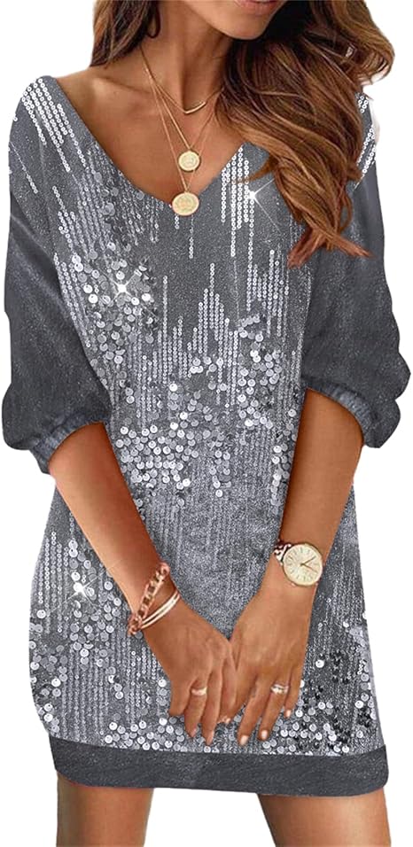 Doravine - Artistic V-Neck Dress - Casual Elegance and Modern Touch