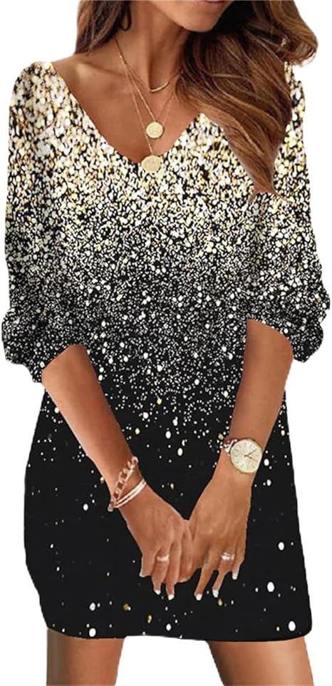 Doravine - Artistic V-Neck Dress - Casual Elegance and Modern Touch