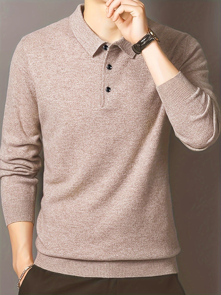 Men’s Knit Polo Sweater | Lightweight Button Collar Pullover | Casual Smart Layer