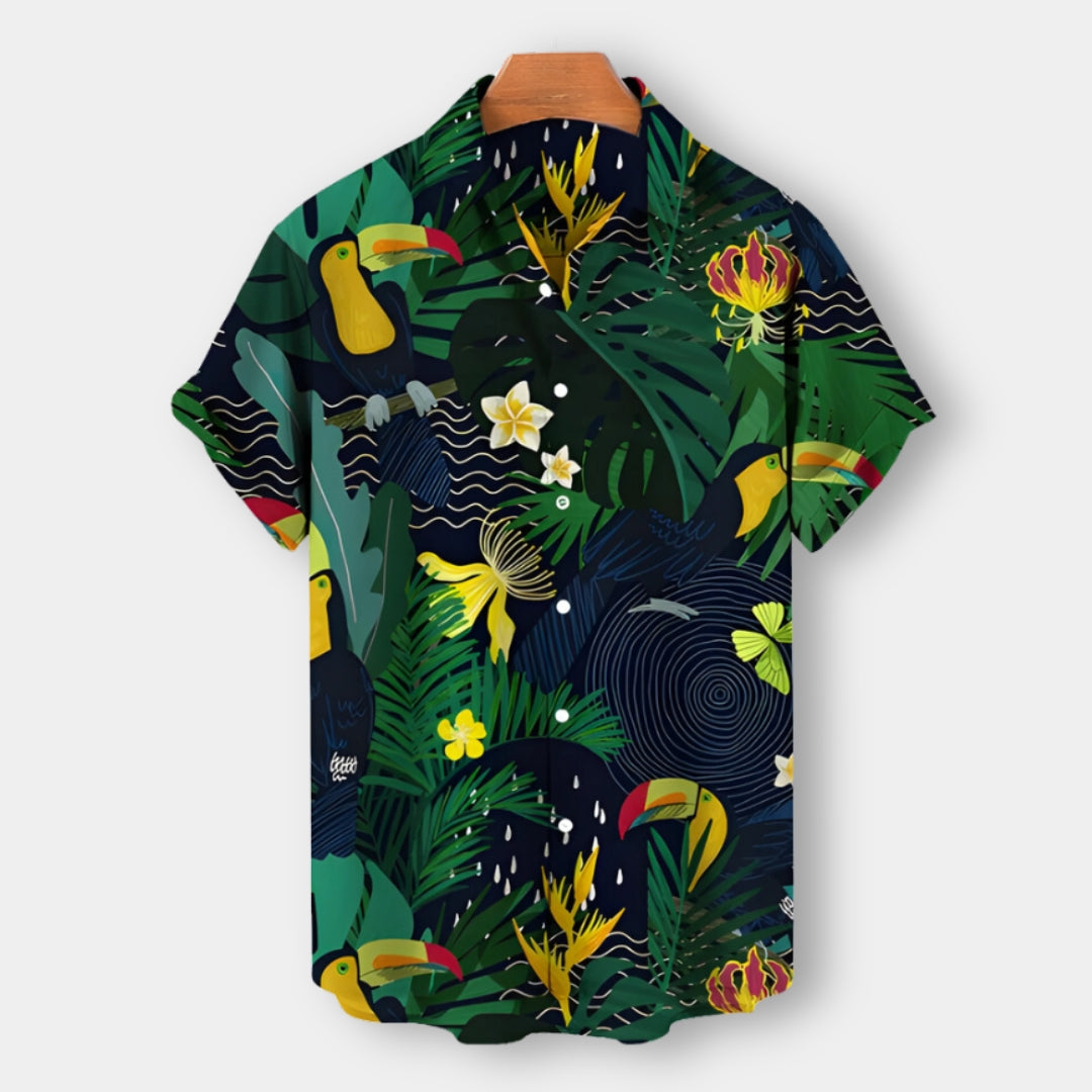 Men’s Short-Sleeve Button-Up Shirt | Tropical Print | Summer Casual Canada