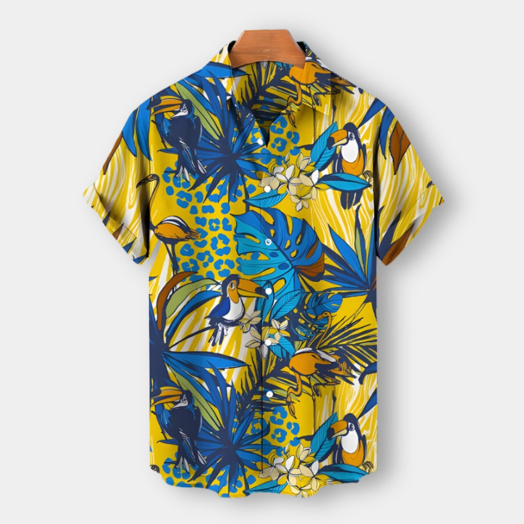 Men’s Short-Sleeve Button-Up Shirt | Tropical Print | Summer Casual Canada