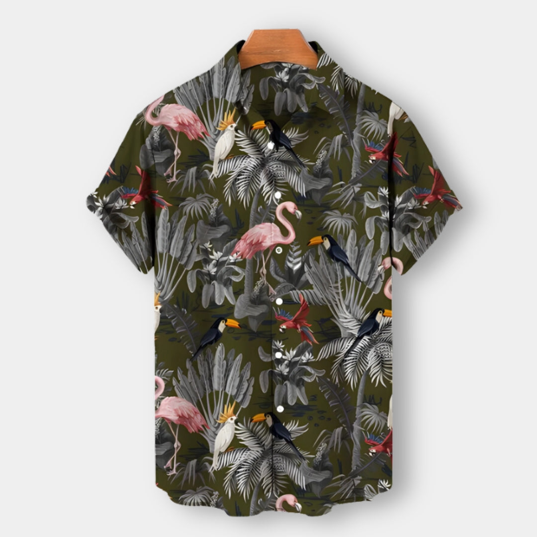 Men’s Short-Sleeve Button-Up Shirt | Tropical Print | Summer Casual Canada