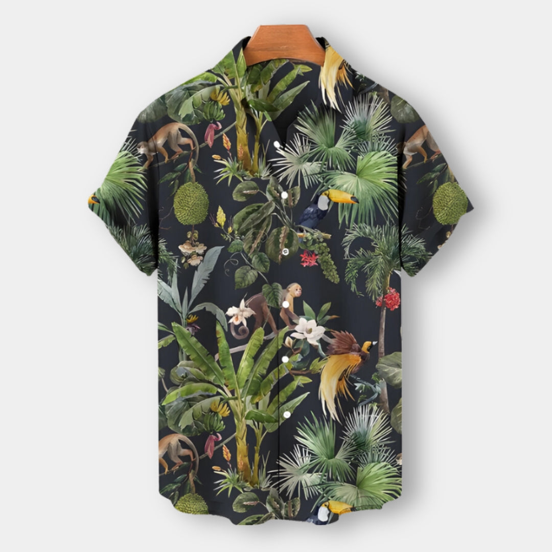 Men’s Short-Sleeve Button-Up Shirt | Tropical Print | Summer Casual Canada
