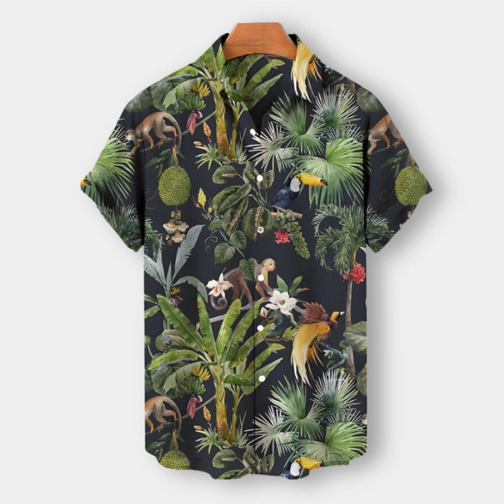 Men’s Short-Sleeve Button-Up Shirt | Tropical Print | Summer Casual Canada