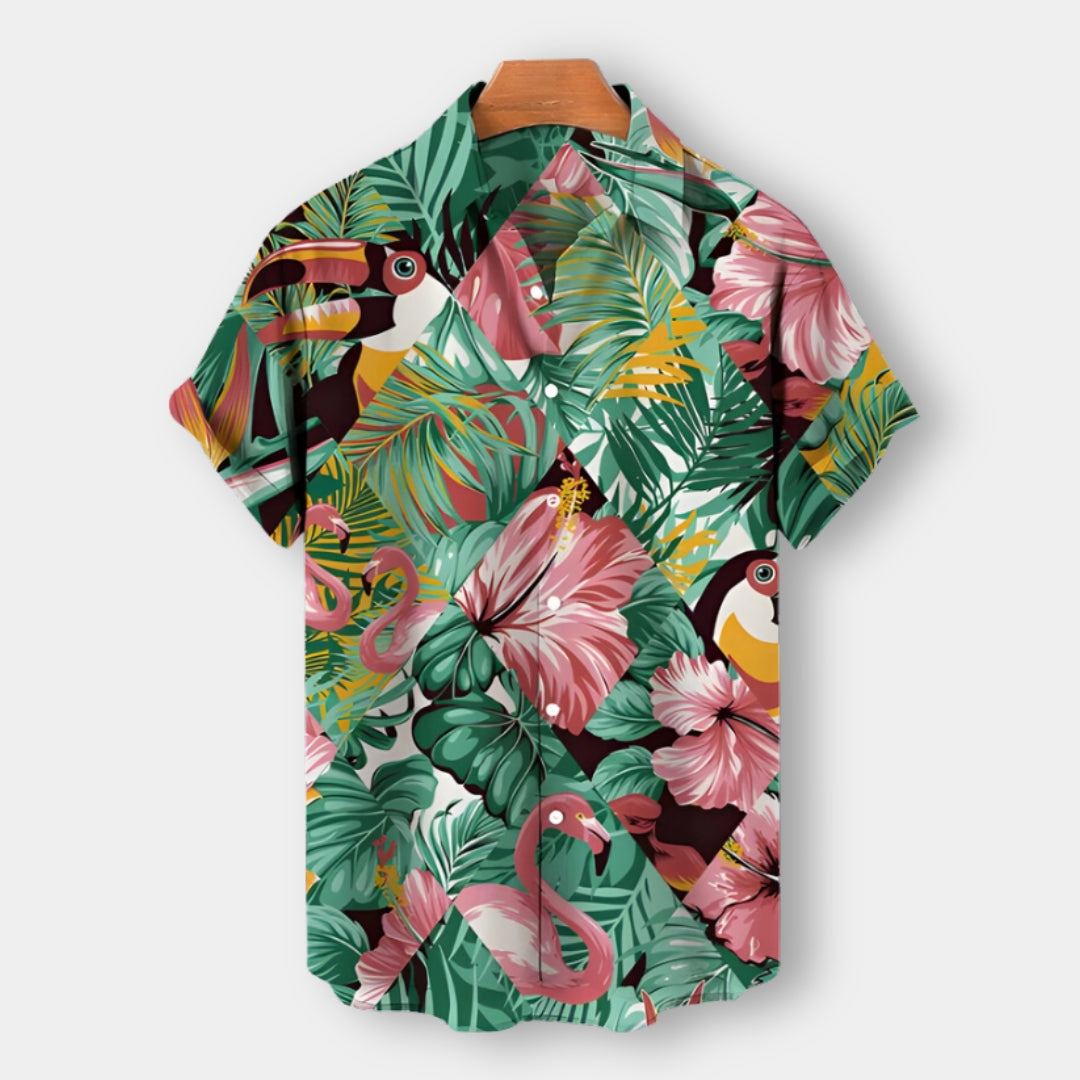 Men’s Short-Sleeve Button-Up Shirt | Tropical Print | Summer Casual Canada